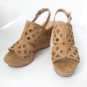 Franco Sarto Lattice Wedge Cork Platform Sandal size 7